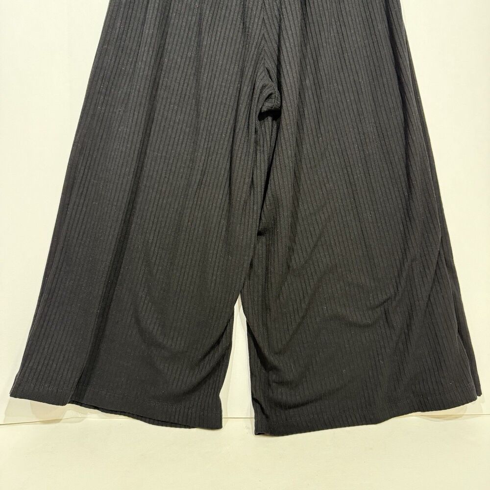 Betsey Johnson Performance Women Size XS Black Ribbed Wide Leg Cropped Pants - Picture 4 of 11